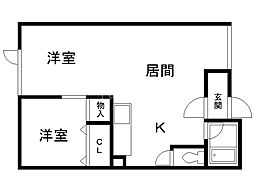 寿マンション 2LDKの間取図画像