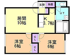 ル・ピエス 2LDKの間取図画像