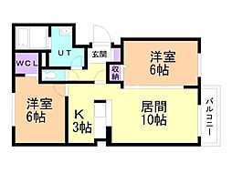 ラフィナート・2 2LDKの間取図画像