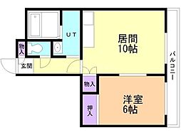 第二日新マンション 1LDKの間取図画像