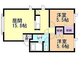 ユートピアみやこ 2LDKの間取図画像