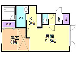 メゾンドユウキI 1LDKの間取図画像