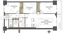 八戸ノ里ニュースカイハイツ 3LDKの間取図画像