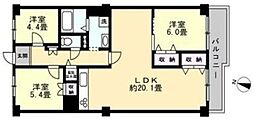 千里台スカイハイツB棟 2LDKの間取図画像