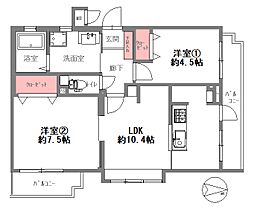 野中北パーク・マンション 2LDKの間取図画像