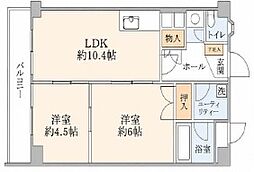 新大阪ハイツ 2LDKの間取図画像