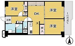 ネオコーポ鶴見緑地 3DKの間取図画像
