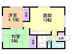 信栄マンション 2LDKの間取図画像