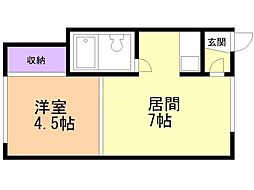 新富壱番館 1DKの間取図画像