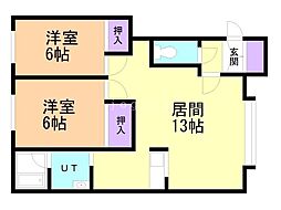 サンシャインD 2LDKの間取図画像