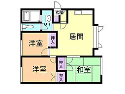 コーポラスアルトB 3LDKの間取図画像