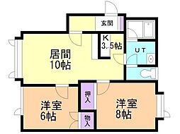 ネストハイツ 2LDKの間取図画像