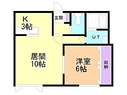 ハニービー 1LDKの間取図画像