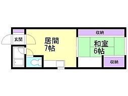 グリーンチャイム 1DKの間取図画像