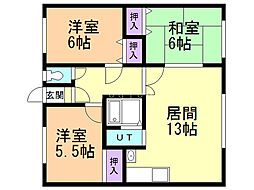 ハイツタカハシ 1階3LDKの間取り