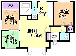 ハイムミヤコシ 3LDKの間取図画像