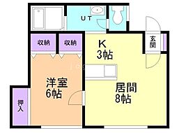 アルバーター2 1LDKの間取図画像