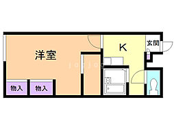 レオパレス明日可 1Kの間取図画像