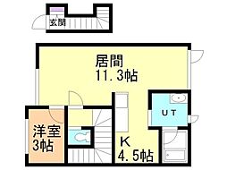 ポテト3 2階1LDKの間取り