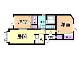 アンダンテ・F 2LDKの間取図画像