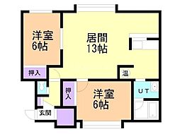 ピンクウェーブ2 2LDKの間取図画像
