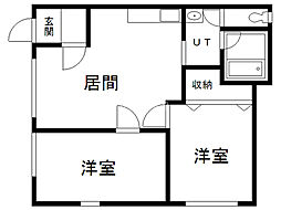 シティーハイツ 2LDKの間取図画像