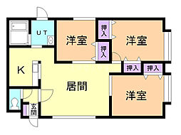 貴・ハイツ 3LDKの間取図画像