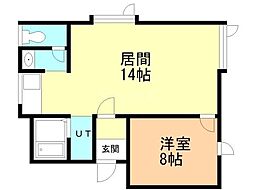 シャトレ東光4-4 1LDKの間取図画像