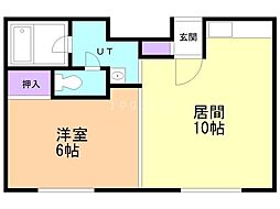 ロヂングカワタMOANA ワンルームの間取図画像
