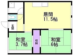 コーポ海洋 2LDKの間取図画像