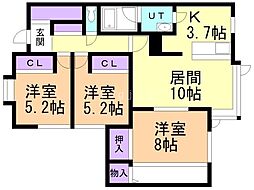 コーポうめの 3LDKの間取図画像
