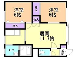 パーク喜多川D 2LDKの間取図画像