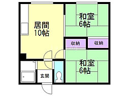 ヤマザキコーポ 2LDKの間取図画像