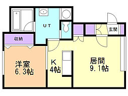 Alto24 1LDKの間取図画像