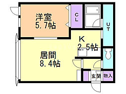 ロワールA 1LDKの間取図画像