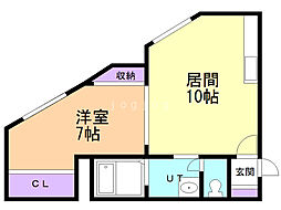 ほっとROOM 1LDKの間取図画像