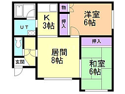 コーポなかよし 2LDKの間取図画像