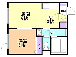 マリオット6条1 1LDKの間取図画像