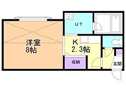 エルム医大前.B 1Kの間取図画像