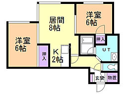 セレナハイツ 2LDKの間取図画像