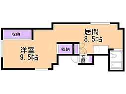 マーブルコート 1DKの間取図画像