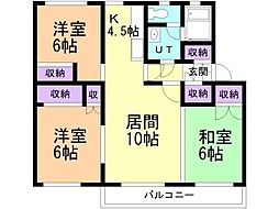 テレパレス旭川春光3 3LDKの間取図画像