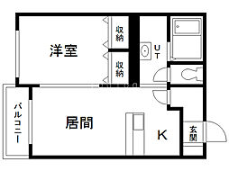 シャンノール医大前 1LDKの間取図画像