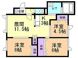 エリア86B 3LDKの間取図画像