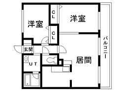 イン・フォートみどり 2LDKの間取図画像