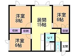 しべつハイツ 3LDKの間取図画像