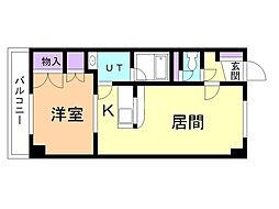 サンセット東8・2 1LDKの間取図画像