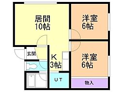 メゾンド・神楽 2LDKの間取図画像