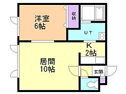 プリンストン 1LDKの間取図画像