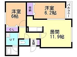 ヴィスタオーレ 2LDKの間取図画像